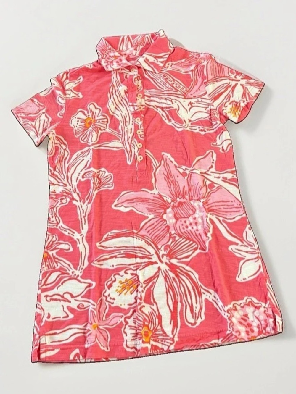 Lilly Pulitzer Floral Collared Dress in Pink & White Size Small